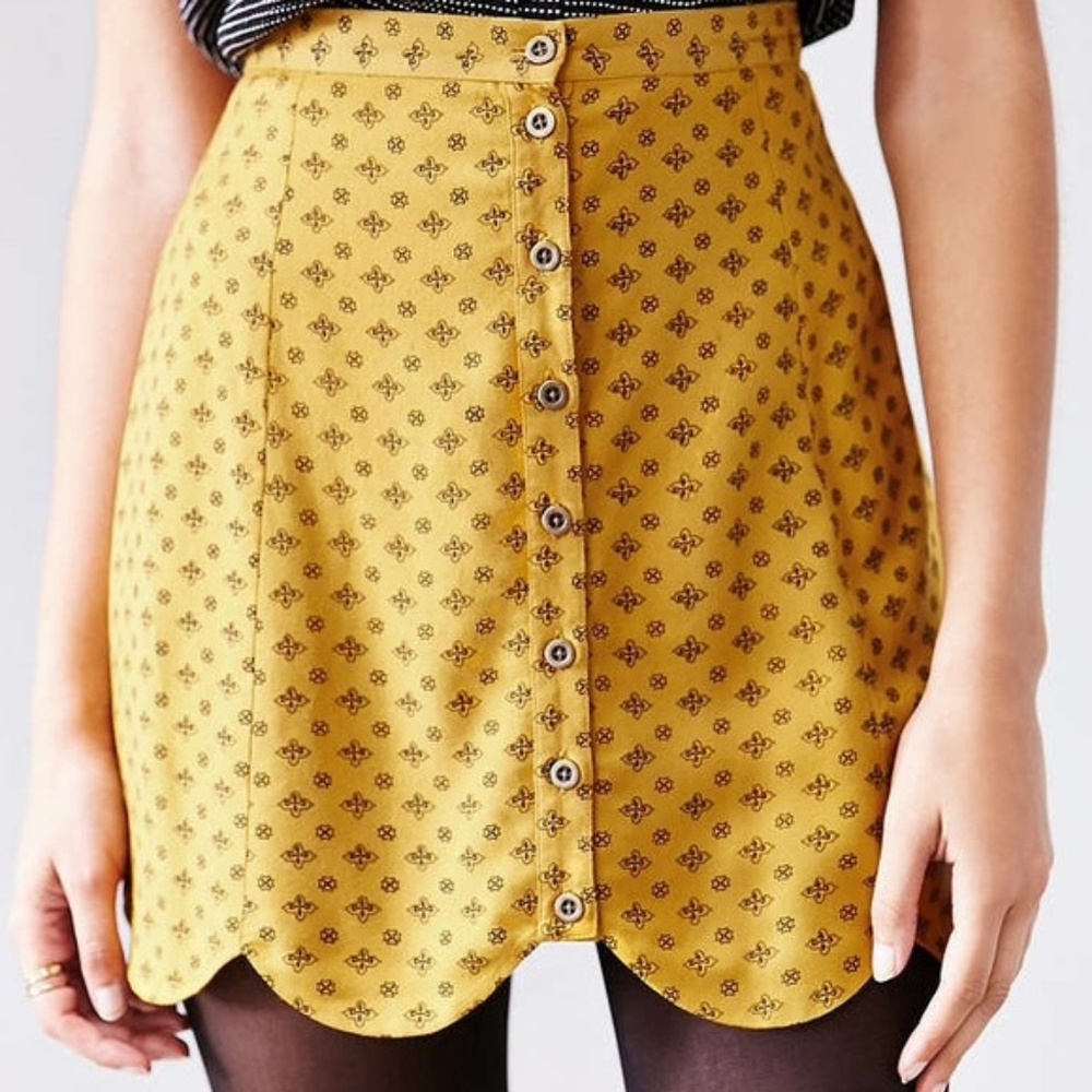 cooperative scalloped button up mustard skirt